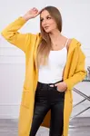 Plain sweater with hood and mustard pockets