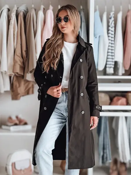 Dámsky dlhý trenčkot s opaskom