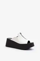 Zazoo 2916 Dámske Papuče na Masívnej Platforme so Zipsom Biele