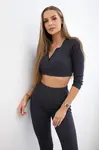 Ribbed crop top set made of graphite