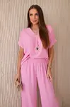 Set with necklace blouse + trousers light pink