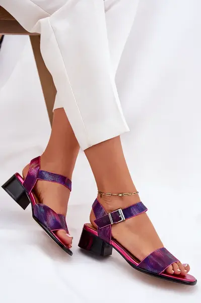 Dámske Kožené Sandále Na Päte Maciejka 06551-15 Fuksia