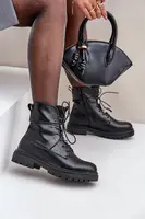 PE1 Zateplené čižmy s ozdobnými prvkami na šnurovanie čierne Irivina