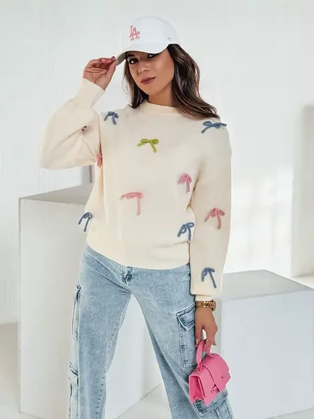 Dámsky oversize sveter s mašličkami