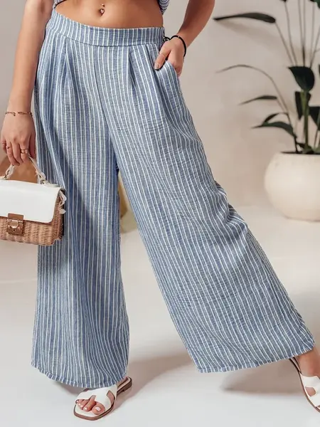 Dámske široké nohavice s pásikmi MODERESS