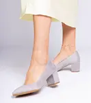 Gemre Šedé klasické lodičky na podpätku z ekosemišu Telis