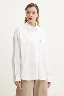 Bavlněná košile Levi's HARLIE NEW BF SHIRT bílá barva, relaxed, s klasickým límcem, 001HM