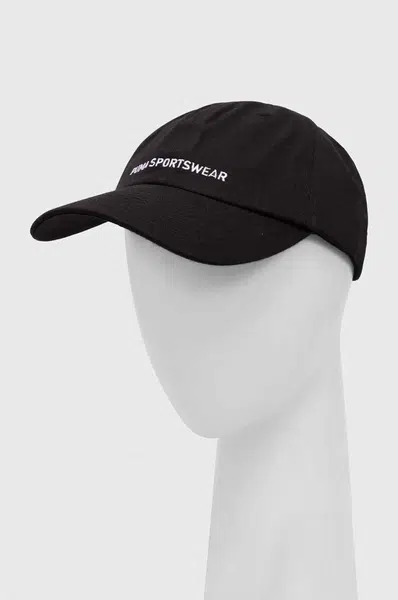 Bavlněná baseballová čepice Puma černá barva, s aplikací, 24036