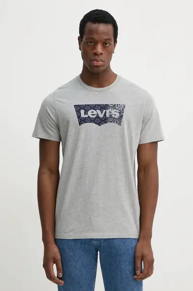 Bavlněné tričko Levi's GRAPHIC CREWNECK TEE šedá barva, s potiskem, 22491