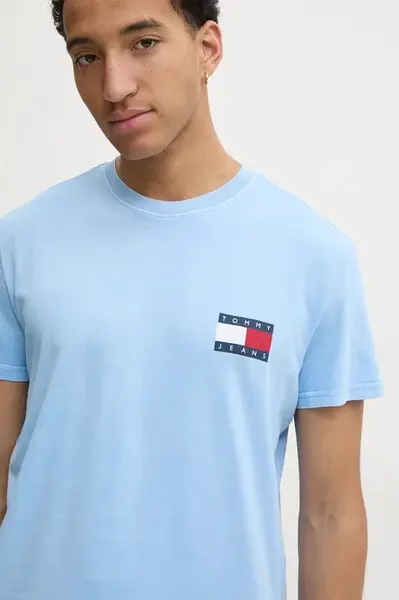 Tričko Tommy Jeans modrá barva, s potiskem, DM0DM20346