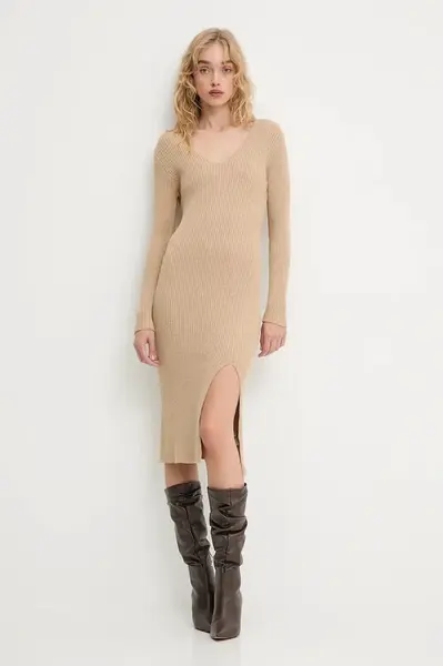 Šaty Answear.LAB hnědá barva, midi