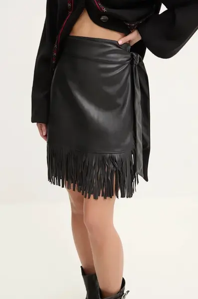 Sukně Never Fully Dressed Vegan Leather Mini Fringe Jaspre