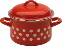 METALAC Hrnec s poklicí červený, puntík 24cm 6,75lt