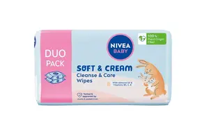 Nivea baby Soft & Cream duopack čisticí ubrousky 2x57 ks