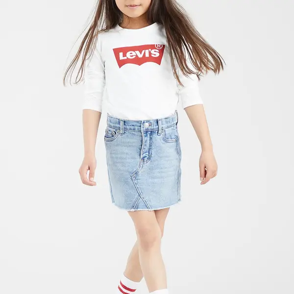 Dětské tričko s dlouhým rukávem Levi's bílá barva