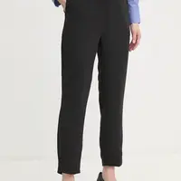 Kalhoty Tommy Hilfiger dámské, černá barva, střih cigarette, high waist, WW0WW45450