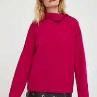 Vlněný svetr The Kooples dámský, růžová barva, s pologolfem, FPUL28001K