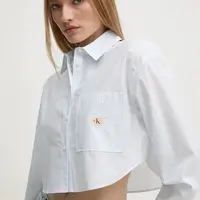 Bavlněná košile Calvin Klein Jeans modrá barva, relaxed, s klasickým límcem, J20J225078