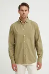 Bavlněná košile Les Deux zelená barva, regular, s límečkem button-down, LDM410183