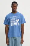 Bavlněné tričko Levi's fialová barva, s potiskem, 87373
