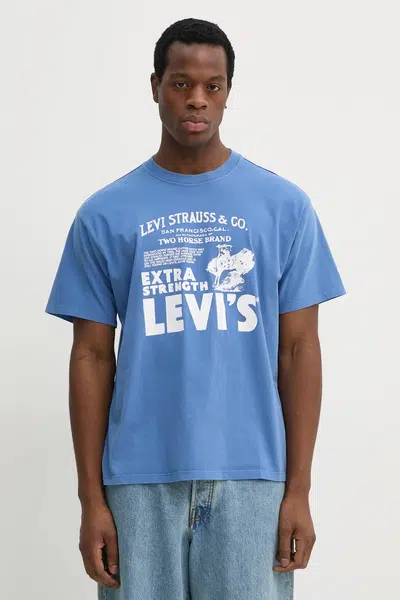 Bavlněné tričko Levi's fialová barva, s potiskem, 87373