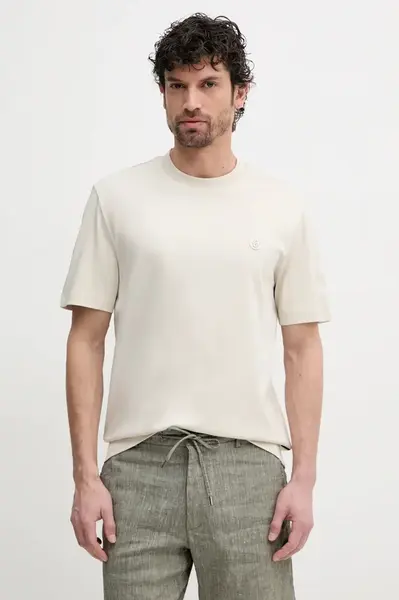 Bavlněné tričko BOSS béžová barva, 50520298