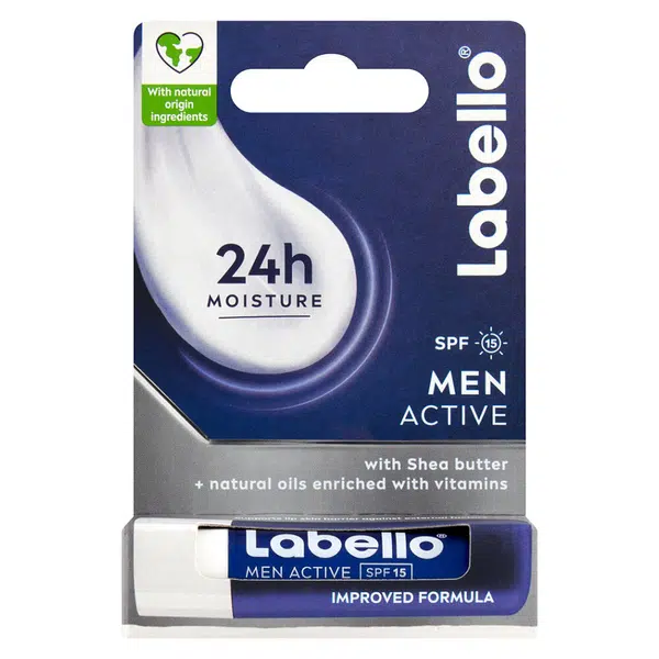 LABELLO Active For Men Balzám na rty pro muže 4,8 g, poškozený obal