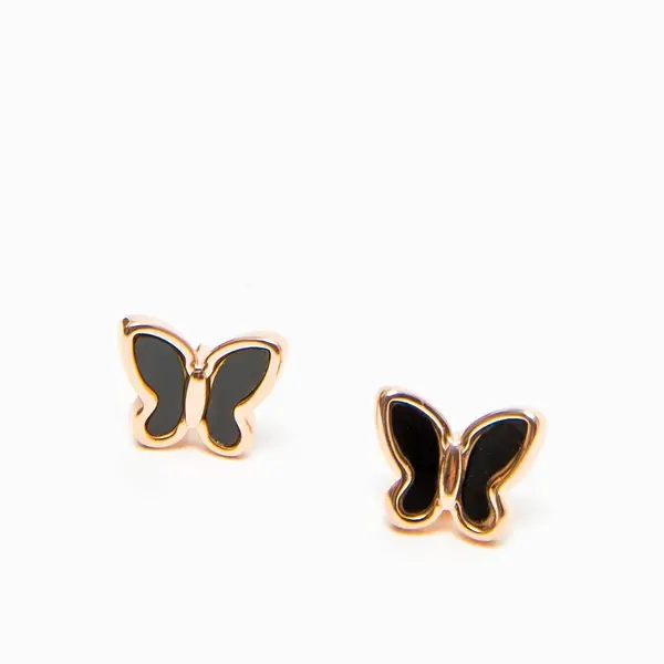 Earrings with enamel butterfly black