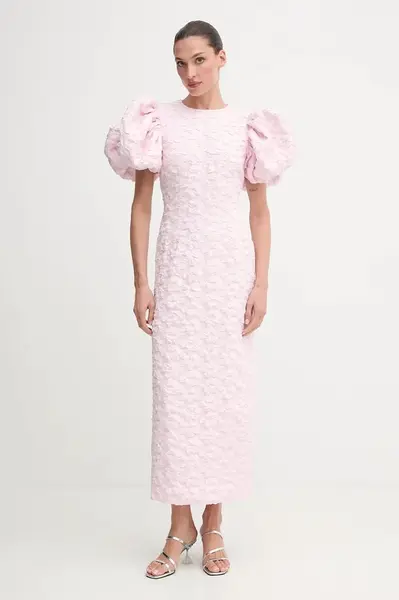 Šaty Rotate růžová barva, maxi, přiléhavé, 114791191