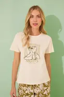 Pyžamo women'secret LILO & STITCH dámské, béžová barva, bavlněné, 3139906