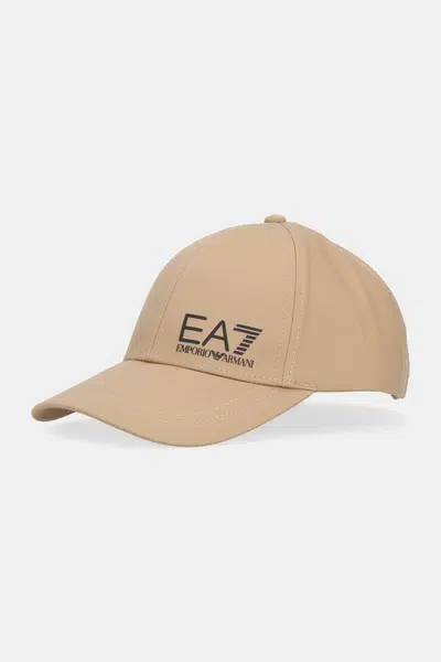 Bavlněná baseballová čepice EA7 Emporio Armani bílá barva, s potiskem, AF11989.7X000005