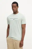 Bavlněné tričko Armani Exchange pánské, zelená barva, s potiskem, XM001074 AF10356