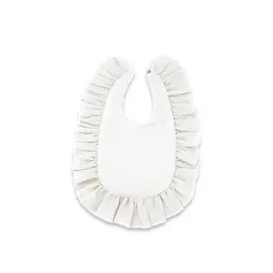 Baby Nellys Nepromokavý mušelínový bryndáček s volánkem Nature - smetanový