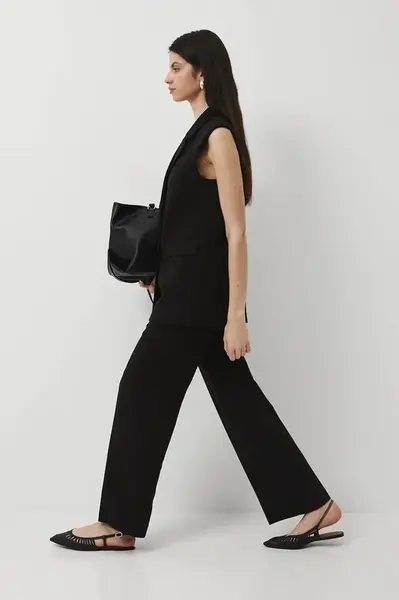 Kalhoty Medicine dámské, černá barva, široké, high waist