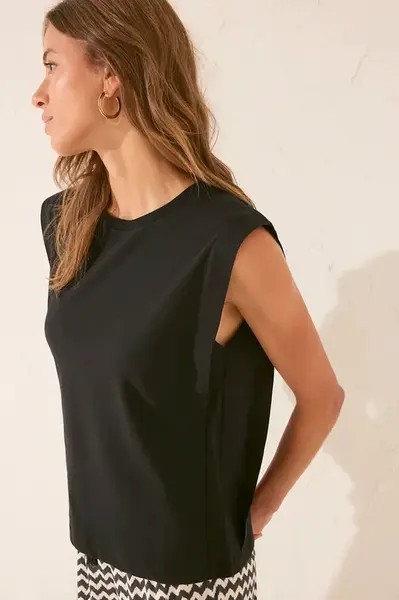 Pyžamové tričko women'secret dámské, černá barva, bavlněné, 3272261