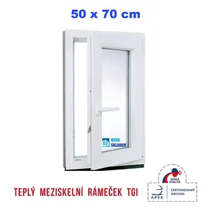 Plastové okno | 50 x 70 cm (500 x 700 mm) | bílé |otevíravé i sklopné | pravé