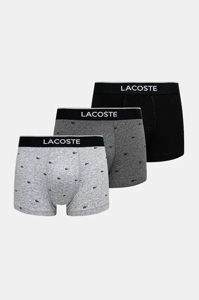 Boxerky Lacoste 3-pack pánské, šedá barva, 5H1299