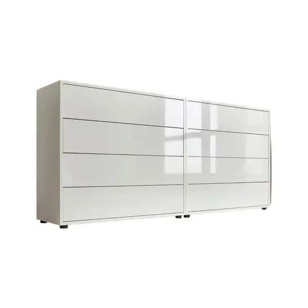 MID.YOU ŠIROKÁ KOMODA, bílá, vysoce lesklá bílá, 158/73/33 cm