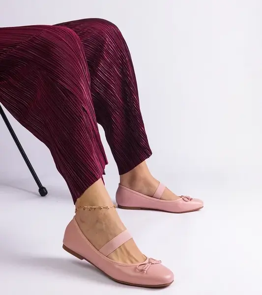 Gemre Pink ballet flats with an elastic band and decorative bow Newton