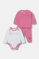 Dětská bavlněná souprava Guess 3-pack růžová barva, H5YW10 KBU64