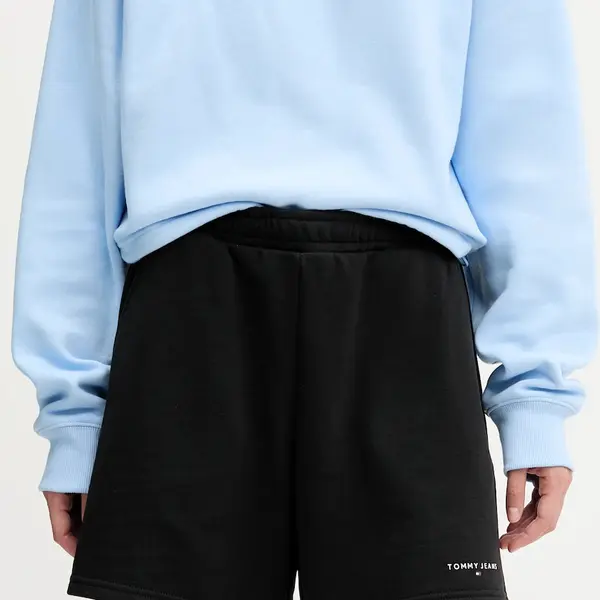 Kraťasy Tommy Jeans dámské, černá barva, high waist, DW0DW21152