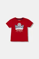 Dětské bavlněné tričko Guess červená barva, s potiskem, N5YI12 K8HM0