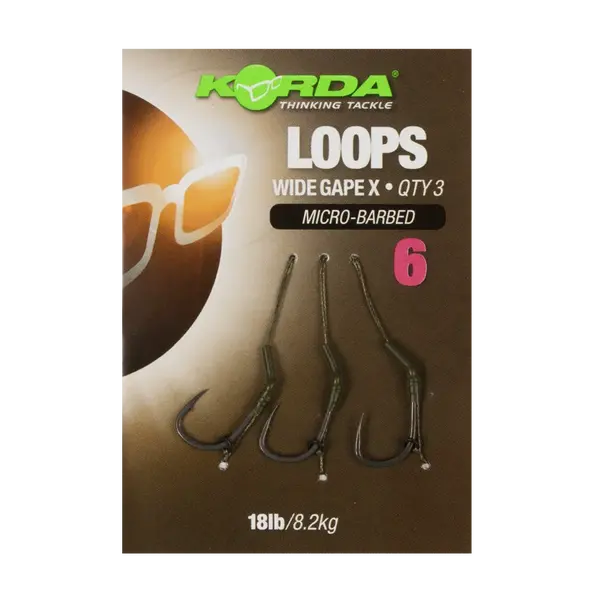 Korda hotové návazce loop rigs df wide gape x micro barbed 8,2 kg-háček 4