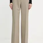 Kalhoty Guess DOROTHEE dámské, béžová barva, široké, high waist, W5YB04 WHD92