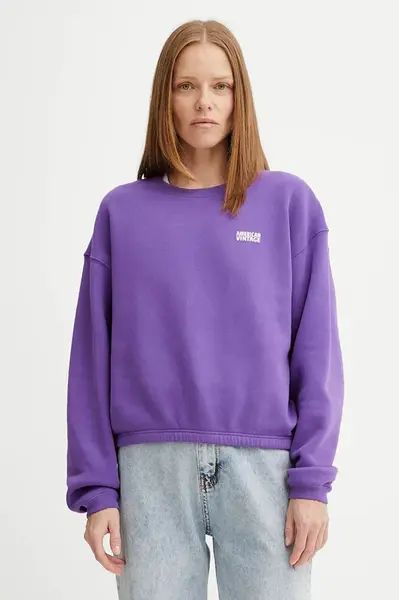 Mikina American Vintage dámská, fialová barva, s potiskem, IZU03A