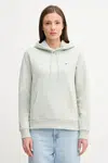 Mikina Tommy Jeans dámská, zelená barva, s kapucí, hladká, DW0DW19958