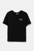 Dětské bavlněné tričko EA7 Emporio Armani černá barva, s potiskem, 7B000020 AF10378