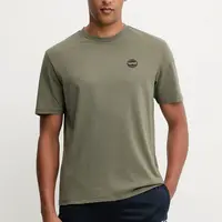 Bavlněné tričko Napapijri S-Badge pánské, zelená barva, s aplikací, NP0A8949G0A1
