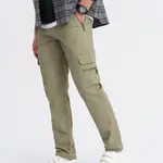 Ombre Men's STRAIGHT LEG cargo pants with zippered pockets - olive