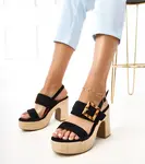 Gemre Black block heel sandals with a buckle Elevira
